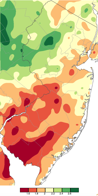 February 2024 precipitation across New Jersey based on a PRISM (Oregon State University) analysis generated using NWS Cooperative and CoCoRaHS observations from 7 AM on January 31st to 7 AM on February 29th.