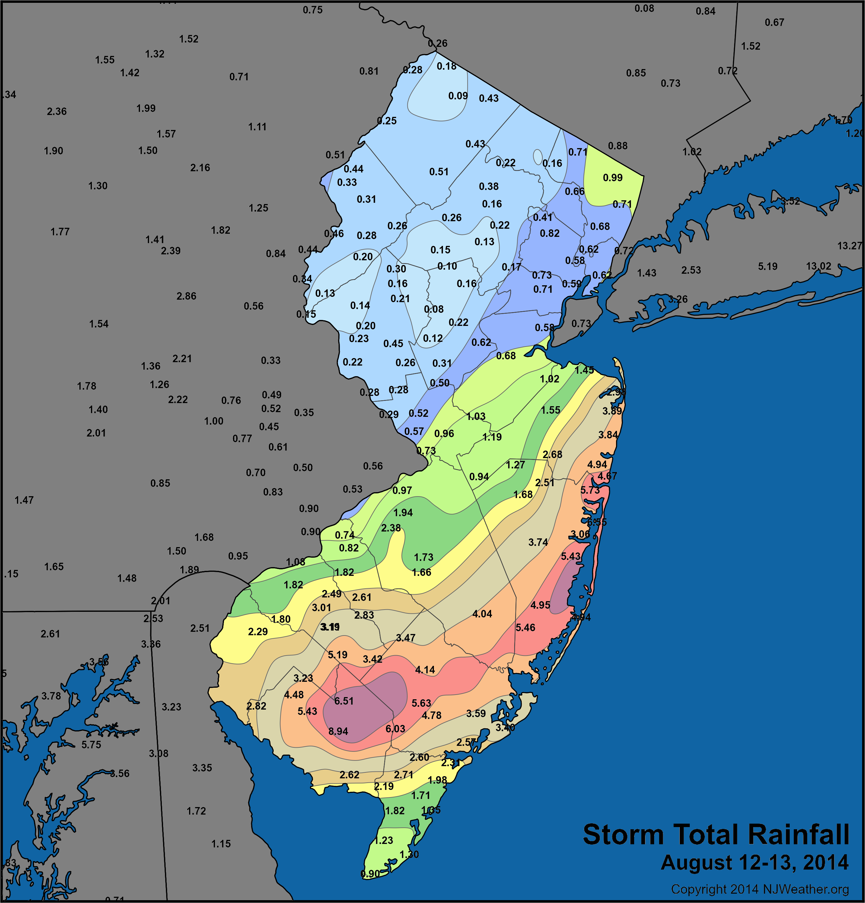 Does the National Weather Service provide rain totals by ZIP code?