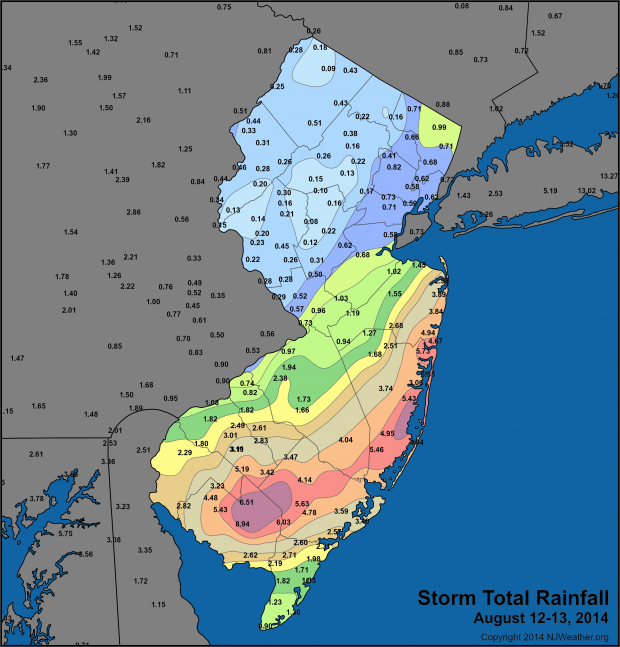 Rainfall totals map