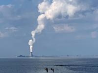 Steam rising from the cooling tower at the Hope Creek Nuclear Generating Station in Lower Alloways Creek Township (Salem County) on the afternoon of November 11th.