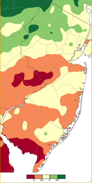 April 2026 precipitation across New Jersey based on a PRISM (Oregon State University) analysis generated using NWS Cooperative, CoCoRaHS, NJWxNet, and other professional weather station observations from 8 AM on March 31st to 8 AM on April 30th.