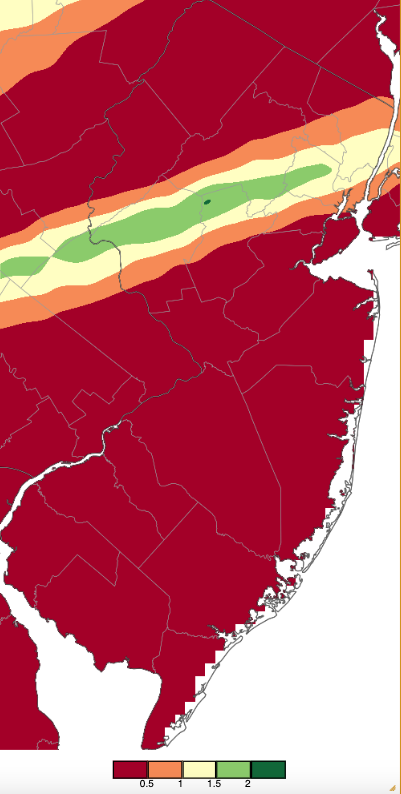 Precipitation across New Jersey from 8 AM on April 5th through 8 AM April 6th based on a PRISM (Oregon State University) analysis generated using NWS Cooperative, CoCoRaHS, NJWxNet, and other professional weather station observations.