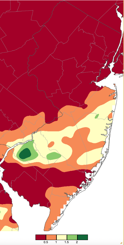 Precipitation across New Jersey from 8 AM on August 10th through 8 AM August 12th based on a PRISM (Oregon State University) analysis generated using generated using NWS Cooperative and CoCoRaHS observations.