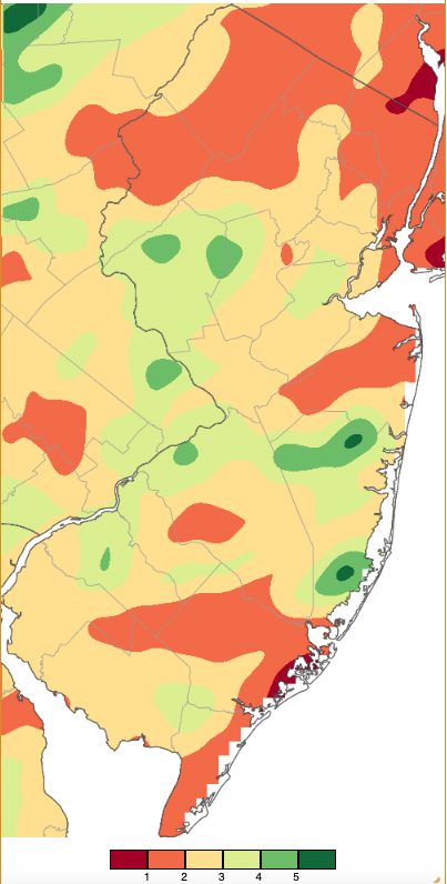 August 2022 precipitation across New Jersey based on a PRISM (Oregon State University) analysis generated using NWS Cooperative and CoCoRaHS observations from 8 AM on July 31st to 8 AM on August 31st.