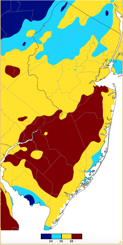 Maximum temperatures on December 19th based on a PRISM (Oregon State University) analysis generated using NWS, NJWxNet, and other professional weather stations.