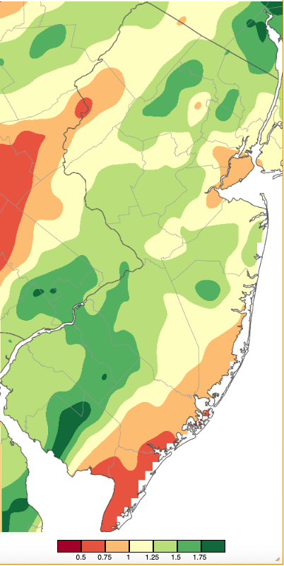 Precipitation across New Jersey from 7 AM on December 18th through 7 AM December 20th based on a PRISM (Oregon State University) analysis generated using NWS Cooperative, CoCoRaHS, NJWxNet, and other professional weather station observations.