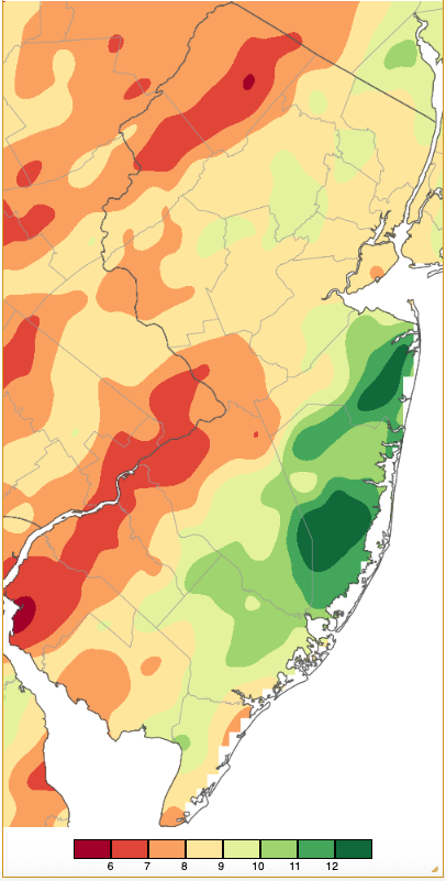 Fall 2025 precipitation across New Jersey from 8 AM on August 31st through 7 AM November 30th based on a PRISM (Oregon State University) analysis generated using generated using NWS Cooperative and CoCoRaHS observations.