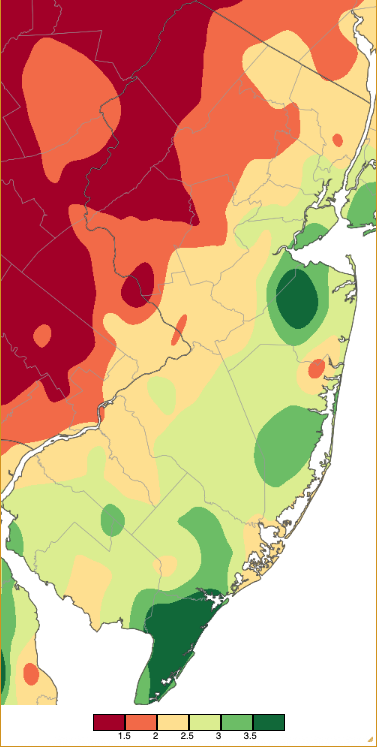 February 2026 precipitation across New Jersey based on a Northeast Regional Climate Center analysis generated using NWS Cooperative, CoCoRaHS, NJWxNet, and other professional weather station observations from 7 AM on January 31st to 7 AM on February 28th.