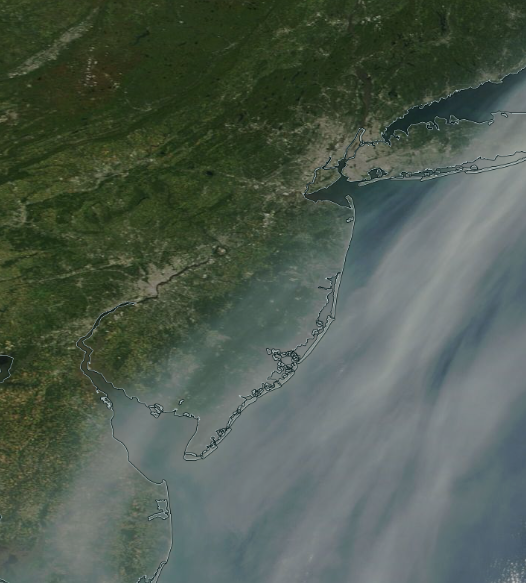 Close up of smoke over southeast NJ on the morning of October 1st (NASA Terra).