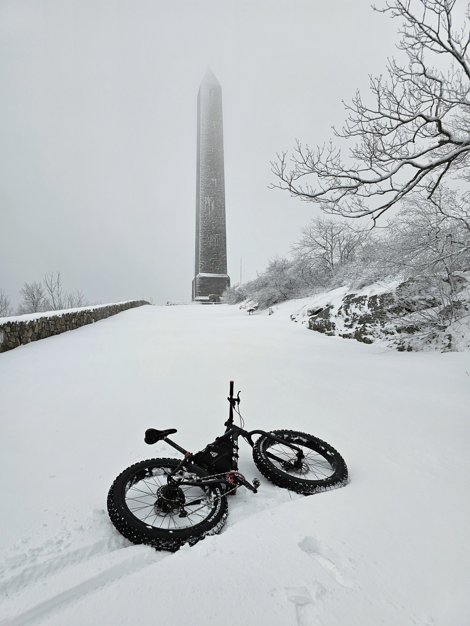 Photo of the six-inch snowfall at High Point Monument on April 12th (photo courtesy of Shawn Viggiano).