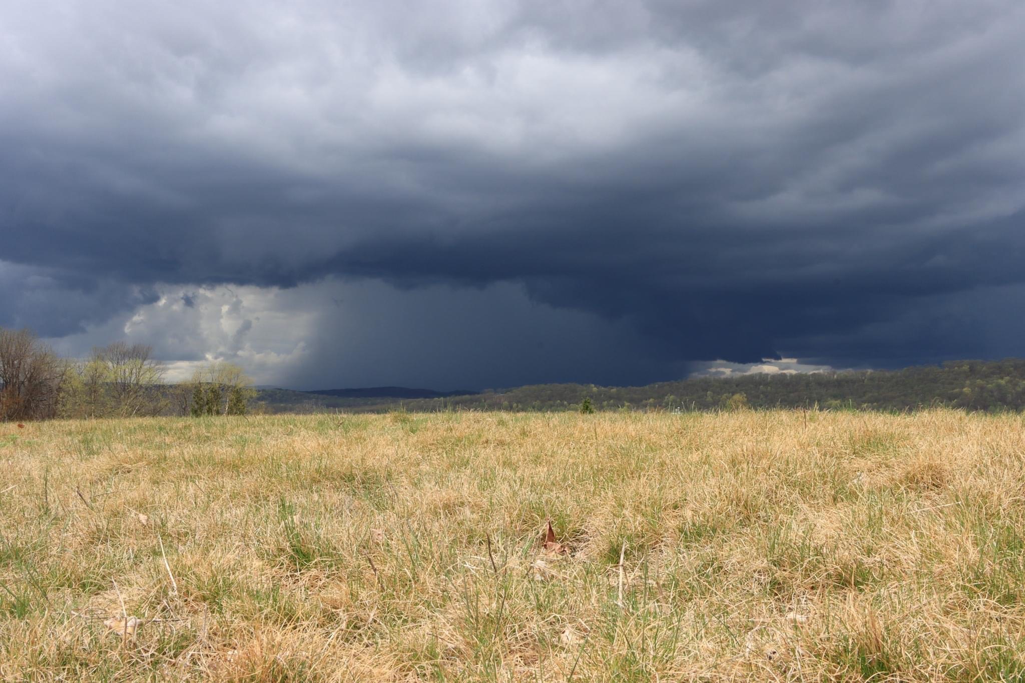 A vivid rain shaft accompanies a thunderstorm as seen from Hardyston Twp. (Sussex County) on April 15th, 2023. Photo courtesy of Yulia Karpova.