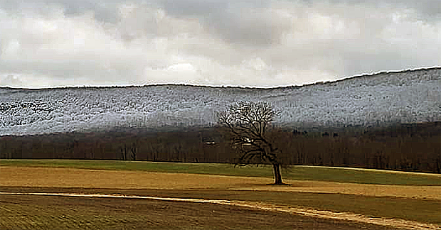 The pronounced snowline (at about 1000 feet elevation) near the base of Sunrise Mountain as seen from Rt 519 in the Beemerville section of Wantage (Sussex County) at 4:25 PM on January 23rd. Photo courtesy of Karen Walsh.