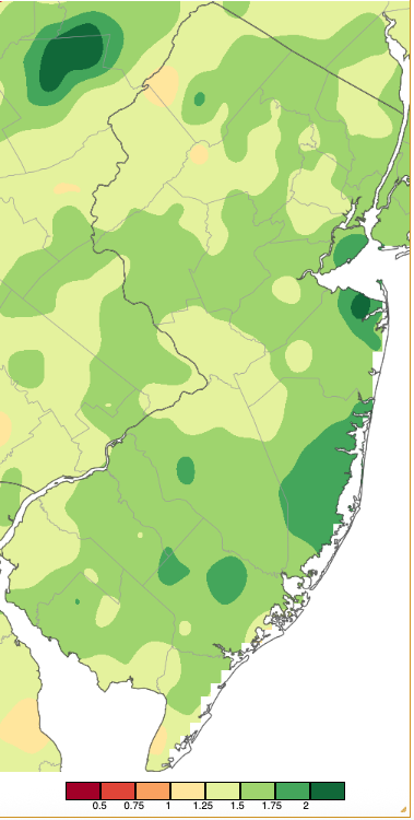 Precipitation across New Jersey from 7 AM on January 24th through 7 AM January 26th based on a PRISM (Oregon State University) analysis generated using NWS Cooperative, CoCoRaHS, NJWxNet, and other professional weather station observations.