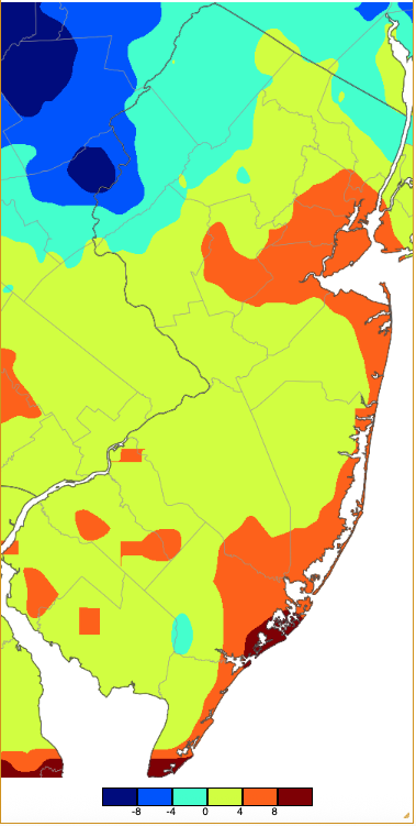 Minimum temperatures on January 31st based on a PRISM (Oregon State University) analysis generated using NWS, NJWxNet, and other professional weather stations.