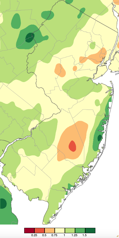 Precipitation across New Jersey from 7 AM on January 6th through 7 AM January 8th based on a PRISM (Oregon State University) analysis generated using NWS Cooperative, CoCoRaHS, NJWxNet, and other professional weather station observations.