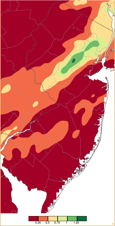 Precipitation across New Jersey from 8 AM on June 10th through 8 AM June 11th based on a PRISM (Oregon State University) analysis generated using NWS Cooperative, CoCoRaHS, NJWxNet, and other professional weather station observations.