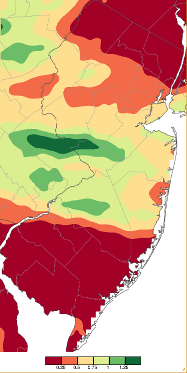 Precipitation across New Jersey from 8 AM on June 13th through 8 AM June 15th based on a PRISM (Oregon State University) analysis generated using NWS Cooperative, CoCoRaHS, NJWxNet, and other professional weather station observations.
