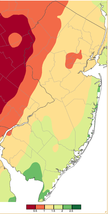 Precipitation across New Jersey from 7 AM on March 6th through 7 AM March 7th based on a PRISM (Oregon State University) analysis generated using NWS Cooperative, CoCoRaHS, NJWxNet, and other professional weather station observations.