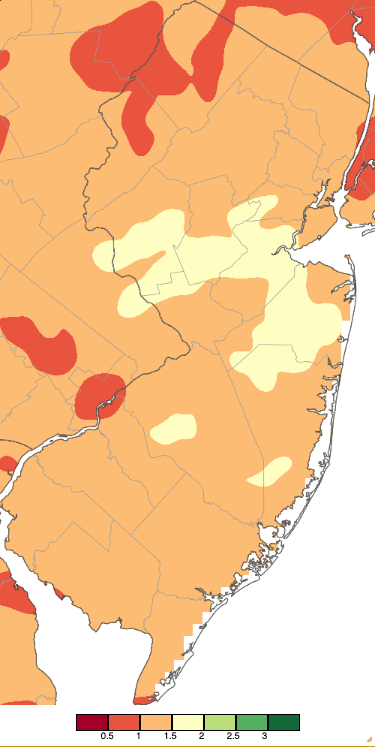 Precipitation across New Jersey from 8 AM on May 20th through 8 AM May 23rd based on a PRISM (Oregon State University) analysis generated using NWS Cooperative, CoCoRaHS, NJWxNet, and other professional weather station observations.