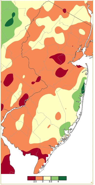 November 2022 precipitation across New Jersey based on a PRISM (Oregon State University) analysis generated using NWS Cooperative and CoCoRaHS observations from 8 AM on October 31st to 8 AM on November 30th.