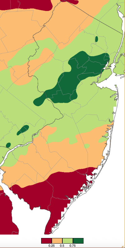 Precipitation across New Jersey from 7 AM on November 24th through 7 AM November 26th based on a PRISM (Oregon State University) analysis generated using NWS Cooperative, CoCoRaHS, NJWxNet, and other professional weather station observations.