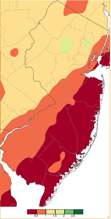 Precipitation across New Jersey from 7 AM on November 26th through 7 AM November 27th based on a PRISM (Oregon State University) analysis generated using NWS Cooperative, CoCoRaHS, NJWxNet, and other professional weather station observations.