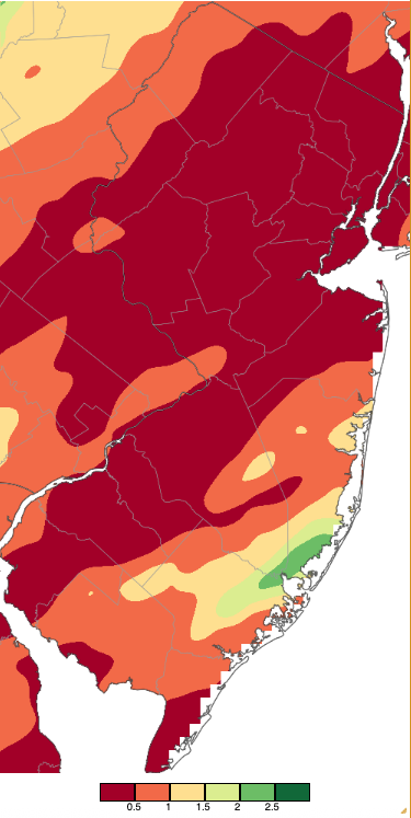 Precipitation across New Jersey from 8 AM on September 24th through 8 AM September 26th based on a PRISM (Oregon State University) analysis generated using NWS Cooperative, CoCoRaHS, NJWxNet, and other professional weather station observations.