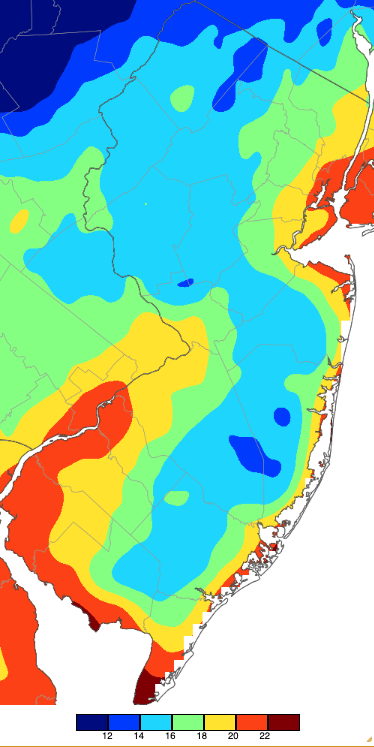 Extreme minimum  temperatures during spring 2025 based on a PRISM (Oregon State University) analysis generated using NWS, NJWxNet, and other professional weather stations.