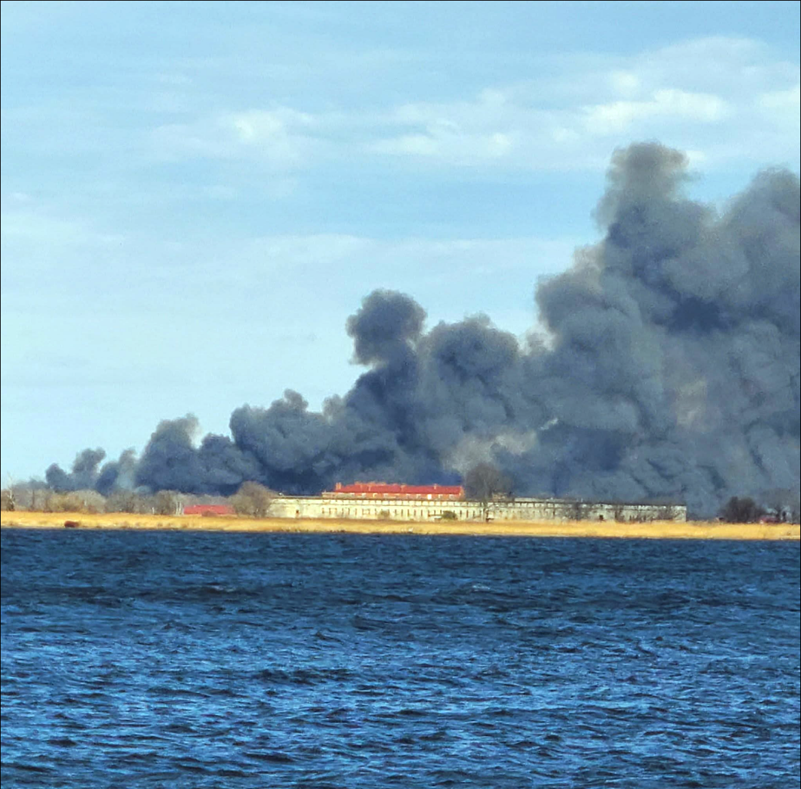 Smoke from a brush fire in Supawna Wildlife Refuge, Pennsville (Salem) the afternoon of March 1st.