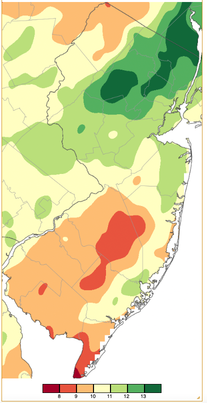Winter 2022/2023 precipitation across New Jersey based on a PRISM (Oregon State University) analysis generated using NWS Cooperative and CoCoRaHS observations.