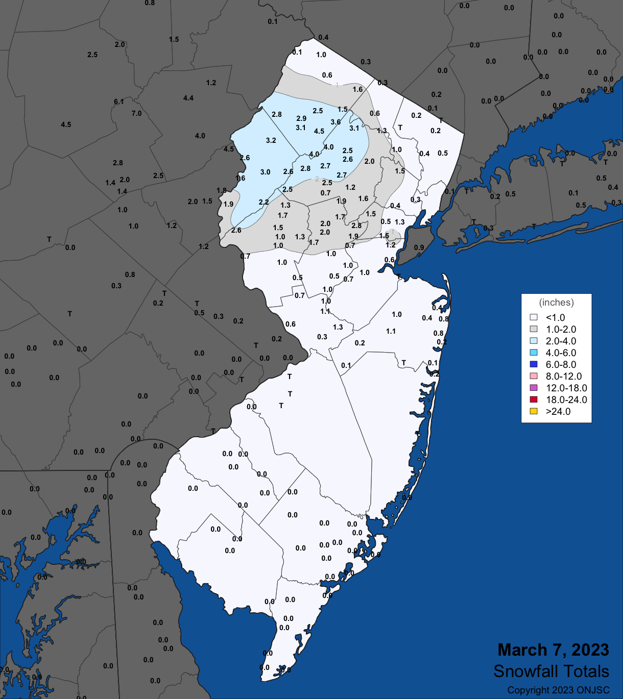 Snowfall on March 7th.