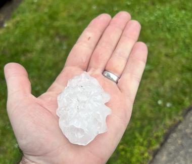 Large hailstone from severe thunderstorm in Cherry Hill on May 20.
