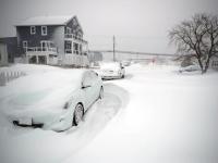 Severely drifted snow surrounds a car in Brigantine on January 29th.