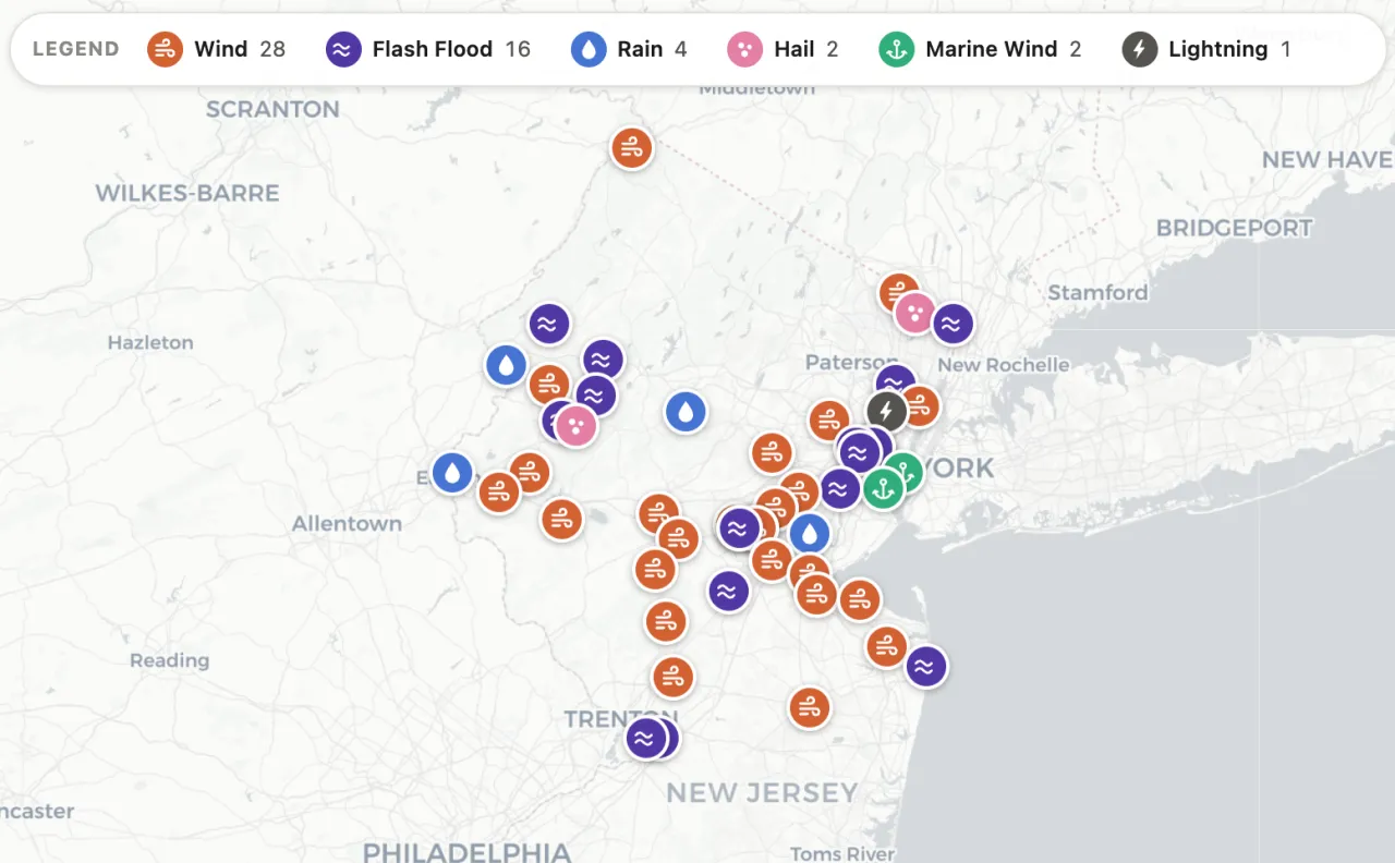 Local Storm Reports (LSRs) from 8 AM EDT August 7 through 8 AM EDT August 9 compiled from both the Mount Holly, NJ (PHI) and Upton, NY (OKX) National Weather Service Forecast Offices.
