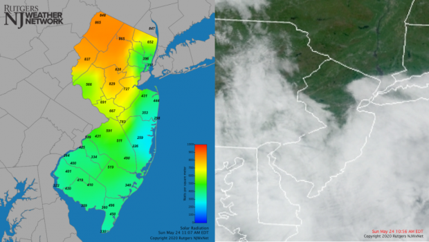 Solar radiation and visible satellite image from May 24th