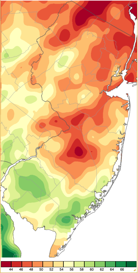 Annual 2020 PRISM precipitation estimate map