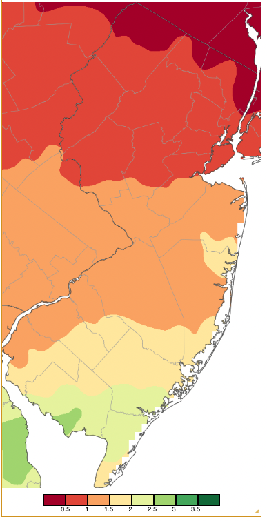 Precipitation across New Jersey from 7AM on April 5th through 7AM April 7th based on a PRISM (Oregon State University) analysis generated using generated using NWS Cooperative and CoCoRaHS observations.