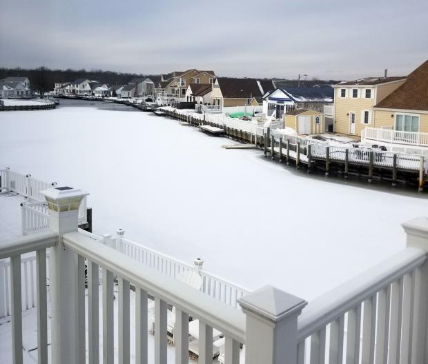 Snow-covered lagoon