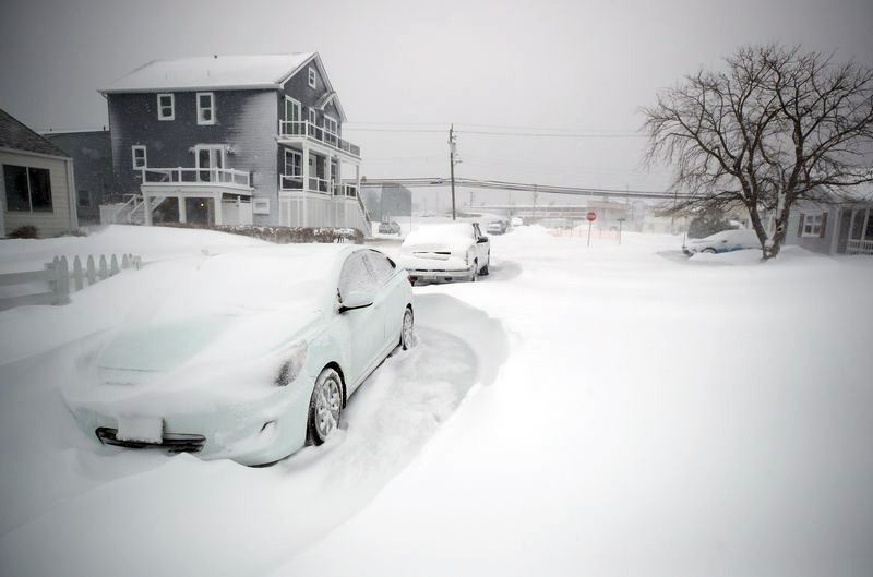 Severely drifted snow surrounds a car in Brigantine on January 29th.