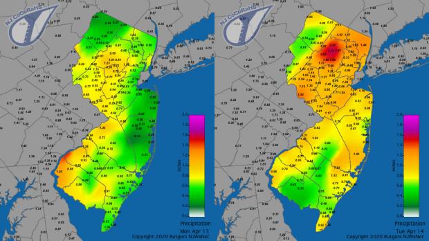 Precipitation maps for April 13th and 14th