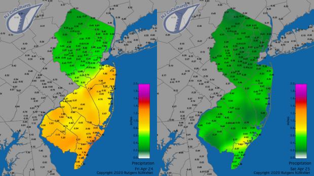 Precipitation maps for April 24th and 25th