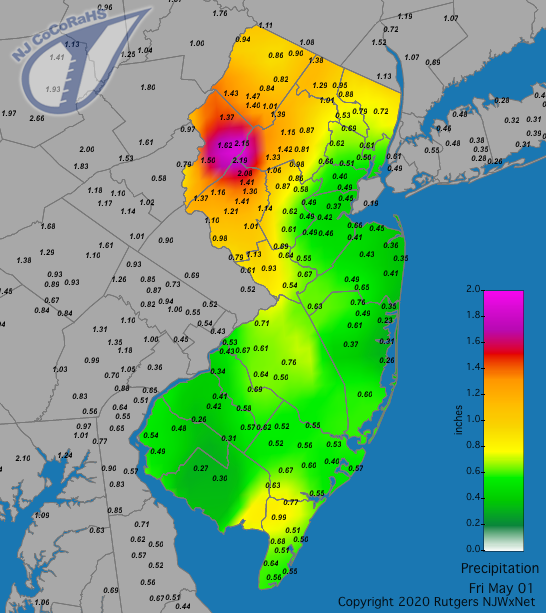 Precipitation maps for May 1st