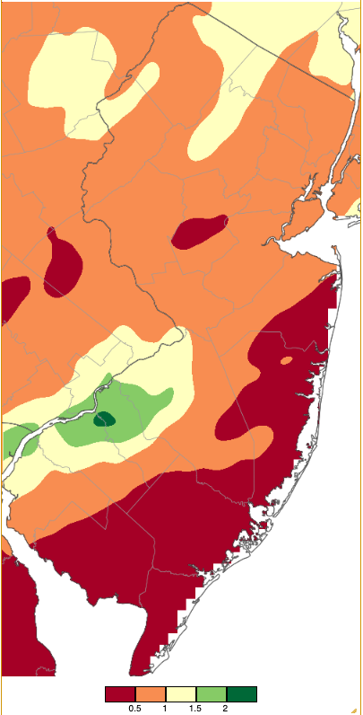 Precipitation across New Jersey from 7AM on June 8th through 7AM June 9th based on a PRISM (Oregon State University) analysis generated using generated using NWS Cooperative and CoCoRaHS observations.