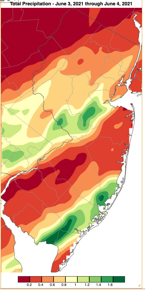 Rainfall from approximately 7 AM on June 2nd to 7 AM on June 4th based on an analysis generated using NWS Cooperative and CoCoRaHS observations