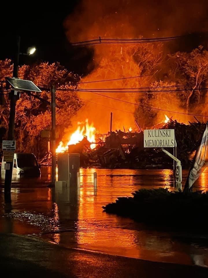 Photo of the remains the Saffron restaurant in Manville following a gas explosion early on September 3. Note the flood waters from the adjacent Millstone River still surrounding the facility.