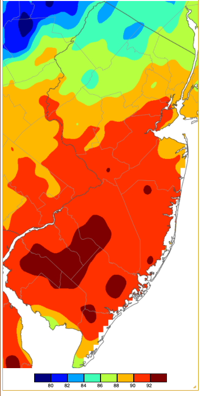 Maximum temperatures on May 23rd based on an analysis generated using NWS, NJWxNet, and other professional weather stations