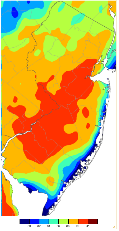 Maximum temperatures on May 26th based on an analysis generated using NWS, NJWxNet, and other professional weather stations