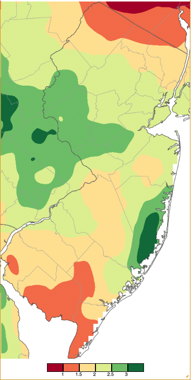 Precipitation map from across New Jersey from 7AM on May 5th through 7AM May 9th. based on a PRISM (Oregon State University) analysis generated using generated using NWS Cooperative and CoCoRaHS observations.
