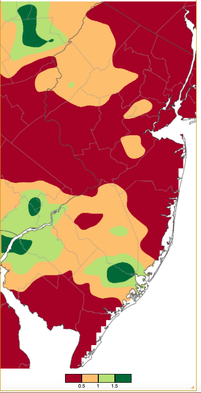 Precipitation across New Jersey from 7 AM on October 4th through 7 AM on October 5th based on a PRISM (Oregon State University) analysis generated using NWS Cooperative and CoCoRaHS observations.