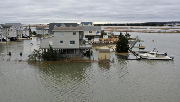 Drone photos of tidal flooding near the morning high tide on December 17th